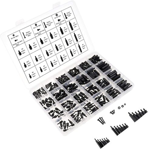 Creative-Idea 360pcs M2 M2.5 M3 Black Nylon Hex Spacer Screw Assortment Kit for Computers Replace Screw Fastener in Saudi Arabia