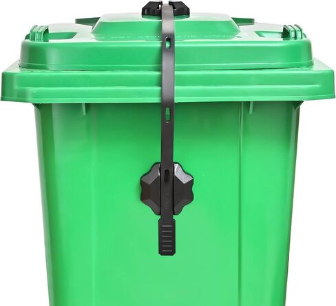 Trash Can Locks for Animals Trash Can Lid Lock Squirrels Raccoon Proof Outdoor Garbage Can Locks Universal Trash Can Strap Lock, Heavy Duty Rubber Cord Simple Install in Saudi Arabia