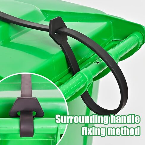 Trash Can Locks for Animals Trash Can Lid Lock Squirrels Raccoon Proof Outdoor Garbage Can Locks Universal Trash Can Strap Lock, Heavy Duty Rubber Cord Simple Install in Saudi Arabia