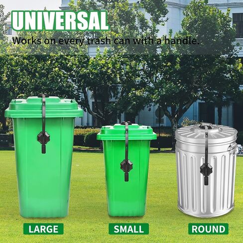 Trash Can Locks for Animals Trash Can Lid Lock Squirrels Raccoon Proof Outdoor Garbage Can Locks Universal Trash Can Strap Lock, Heavy Duty Rubber Cord Simple Install in Saudi Arabia