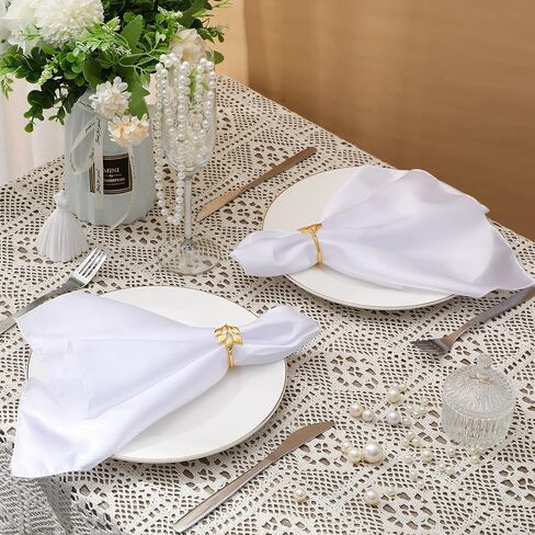 Tanlade 8 مجموعة من المناديل القماشية لعيد الشكر وحلقات مناديل أوراق الذهب من القماش وحامل مناديل أوراق الشجر لحفلات الزفاف، وحفلات عشاء عيد الميلاد، والتجمعات العائلية، وديكور الطاولة، 17 × 17 بوصة in Kuwait