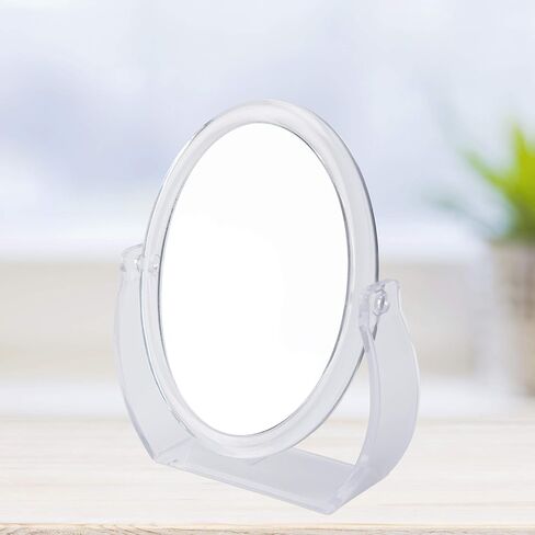 Bath Bliss Double Sided Free Standing Swivel Vanity Mirror, Regular & 10X’s Magnification, Make-up & Shaving Use, Tabletop, Rubberized, Black in Kuwait