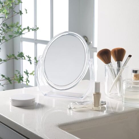 Bath Bliss Double Sided Free Standing Swivel Vanity Mirror, Regular & 10X’s Magnification, Make-up & Shaving Use, Tabletop, Rubberized, Black in Kuwait