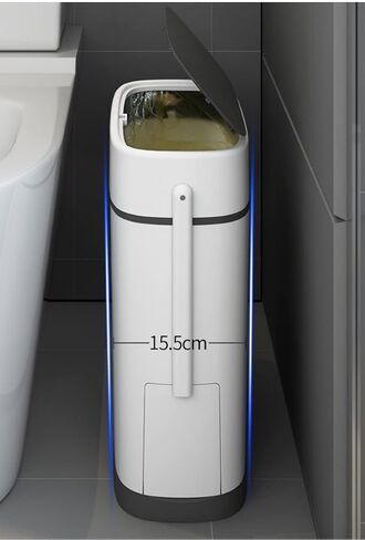 كيه ال جي او سلة مهملات بلاستيكية رفيعة سعة 14 لتر مع غطاء، سلة نفايات مزدوجة الاسطوانة سعة 3.7 جالون، سلة مهملات مستطيلة الشكل للحمام وغرفة النوم والمطبخ والمكتب، ابيض in Kuwait