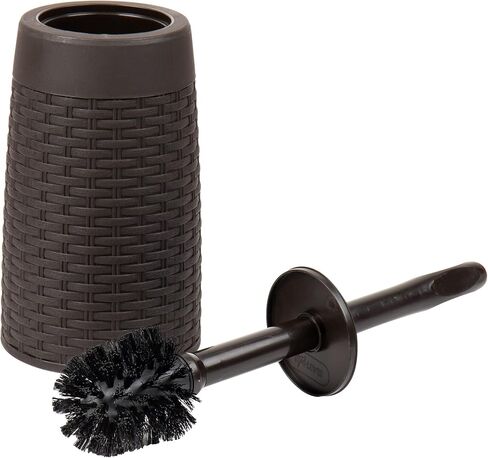 Mind Reader Basket Collection, Round Wastepaper Basket and Toilet Brush Set, Premium Wicker Design, 2 Piece Set, Swivel Lid Bin is 8.75"W x 11.25"H, Brush is 15.25"H, 8.75"L x 8.75"W x 11.25"H, Brown in Saudi Arabia