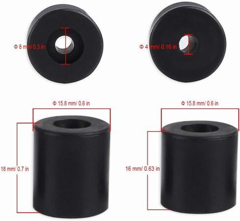 FYSETC Ender 3 V2 حامل سرير صلب، 4 قطع (3 عالية، 1 قصيرة) أجزاء تسوية الطابعة ثلاثية الأبعاد، فواصل سيليكون Ender 3 Pro، OD 0.63 بوصة معرف 0.16 بوصة عمود مقاوم للحرارة لـ CR-10 Ender 3 S1 Connect Bottom، أسود in Kuwait