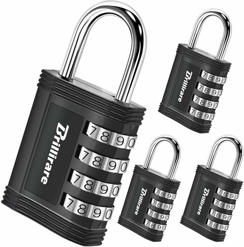 4 Pack Combination Lock, 4-Digit Waterproof Padlock, Zinc Alloy Outdoor Keyless Resettable Travel Luggage Locks for Backpack, Gym Locker, Hasp, Fence, Gate, Case, Toolbox-by BRILLIRARE in Kuwait