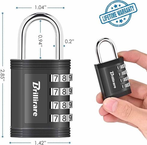 4 Pack Combination Lock, 4-Digit Waterproof Padlock, Zinc Alloy Outdoor Keyless Resettable Travel Luggage Locks for Backpack, Gym Locker, Hasp, Fence, Gate, Case, Toolbox-by BRILLIRARE in Kuwait