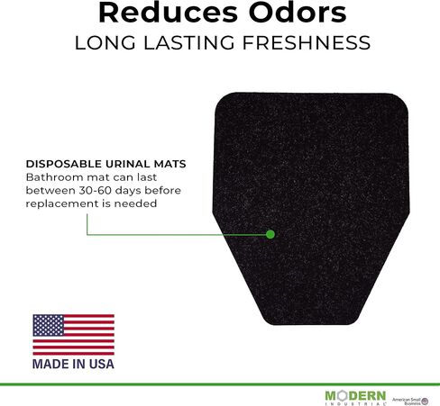 Durable Black 6-Pack Non-Slip Floor Urinal Mats - Odor-eliminating and Disposable Commercial Urine Pads for Men's Toilets, Scented & High Quality - Made in USA in Saudi Arabia