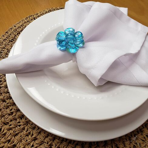 Maison Charlo | Set of 4 Delicate Baby Rose Shine Flower Napkin Rings | Perfect for Easter, Mother's Day, Christmas, New Year, Weddings, Banquets, Birthdays in Kuwait