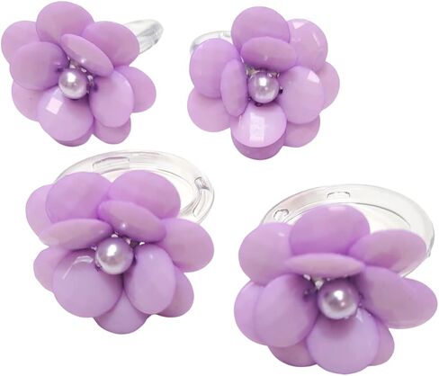 Maison Charlo | Set of 4 Delicate Baby Rose Shine Flower Napkin Rings | Perfect for Easter, Mother's Day, Christmas, New Year, Weddings, Banquets, Birthdays in Kuwait