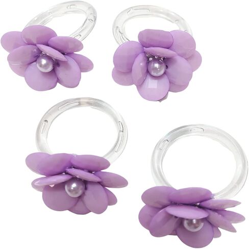 Maison Charlo | Set of 4 Delicate Baby Rose Shine Flower Napkin Rings | Perfect for Easter, Mother's Day, Christmas, New Year, Weddings, Banquets, Birthdays in Kuwait
