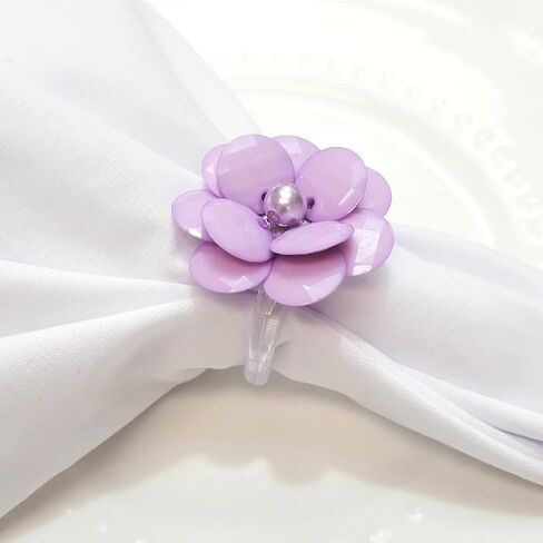 Maison Charlo | Set of 4 Delicate Baby Rose Shine Flower Napkin Rings | Perfect for Easter, Mother's Day, Christmas, New Year, Weddings, Banquets, Birthdays in Kuwait
