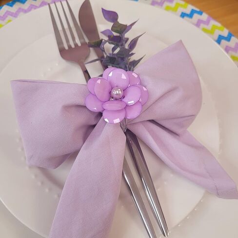 Maison Charlo | Set of 4 Delicate Baby Rose Shine Flower Napkin Rings | Perfect for Easter, Mother's Day, Christmas, New Year, Weddings, Banquets, Birthdays in Kuwait