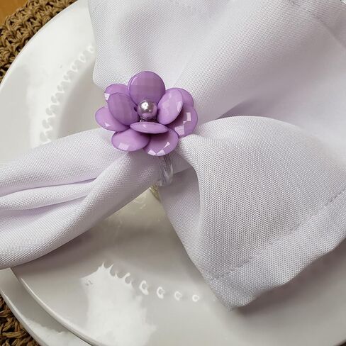 Maison Charlo | Set of 4 Delicate Baby Rose Shine Flower Napkin Rings | Perfect for Easter, Mother's Day, Christmas, New Year, Weddings, Banquets, Birthdays in Kuwait