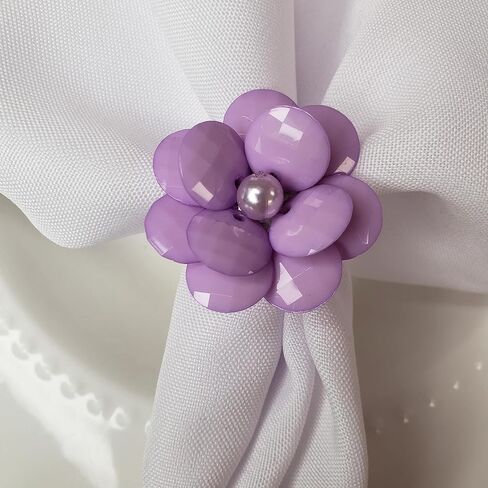 Maison Charlo | Set of 4 Delicate Baby Rose Shine Flower Napkin Rings | Perfect for Easter, Mother's Day, Christmas, New Year, Weddings, Banquets, Birthdays in Kuwait