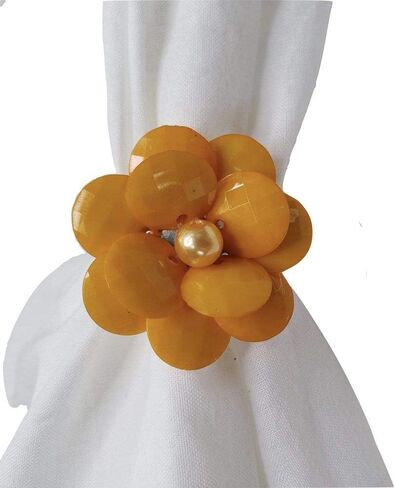 Maison Charlo | Set of 4 Delicate Baby Rose Shine Flower Napkin Rings | Perfect for Easter, Mother's Day, Christmas, New Year, Weddings, Banquets, Birthdays in Kuwait