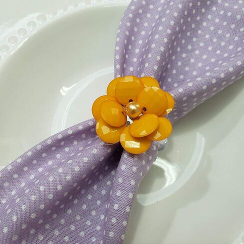 Maison Charlo | Set of 4 Delicate Baby Rose Shine Flower Napkin Rings | Perfect for Easter, Mother's Day, Christmas, New Year, Weddings, Banquets, Birthdays in Kuwait