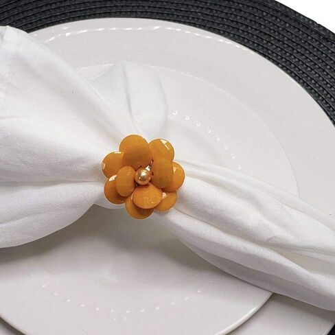 Maison Charlo | Set of 4 Delicate Baby Rose Shine Flower Napkin Rings | Perfect for Easter, Mother's Day, Christmas, New Year, Weddings, Banquets, Birthdays in Kuwait