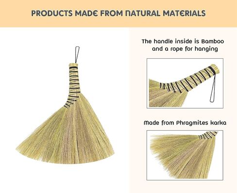 Small Brush Broom,Handmade Turkey Wing Whisk Broom 12" for Cleaning,Sturdy Soft Brush for Indoor and Outdoor Use, Bristle Design Cleans Dust and Car in Kuwait