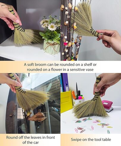 Small Brush Broom,Handmade Turkey Wing Whisk Broom 12" for Cleaning,Sturdy Soft Brush for Indoor and Outdoor Use, Bristle Design Cleans Dust and Car in Kuwait