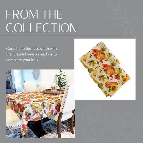 مناديل ورقية من القماش المطبوع عليها Grateful Season من Elrene Home Fashions للخريف/الحصاد/عيد الشكر، مجموعة من 8 قطع، 43.18 سم × 43.18 سم، متعددة الألوان، 8 قطع in Kuwait