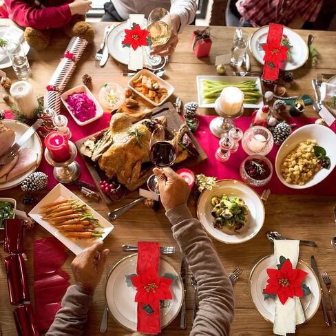 12 قطعة عيد الميلاد بوينسيتا خواتم حامل مناديل عيد الميلاد حامل مناديل مناديل مناديل ورقية معدنية حلقات لزينة الكريسماس طاولة الطعام لوازم حفلات الزفاف عيد الميلاد in Kuwait