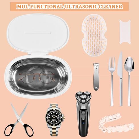 منظف ​​المجوهرات بالموجات فوق الصوتية، منظف المجوهرات مع مؤقت رقمي 40 كيلو هرتز، 600 مل، منظف المجوهرات بالموجات فوق الصوتية مع سلة لتنظيف نظارات العين، الخواتم، الساعة، العملات المعدنية، الفضة... in Kuwait