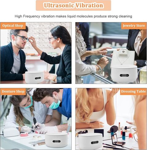 منظف ​​المجوهرات بالموجات فوق الصوتية، منظف المجوهرات مع مؤقت رقمي 40 كيلو هرتز، 600 مل، منظف المجوهرات بالموجات فوق الصوتية مع سلة لتنظيف نظارات العين، الخواتم، الساعة، العملات المعدنية، الفضة... in Kuwait