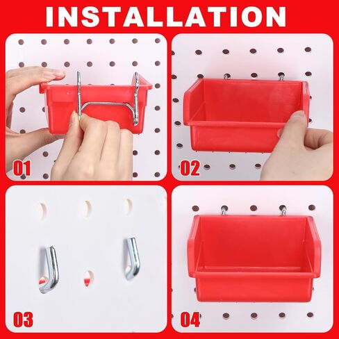 مجموعة من 20 قطعة من أكواب/صناديق Pegboard، منظم جدار Pegboard مع خطافات وحلقات، ملحقات منظم متنوعة لخطافات Pegboard لتخزين مكتب ورشة عمل المرآب (شفاف) in Kuwait