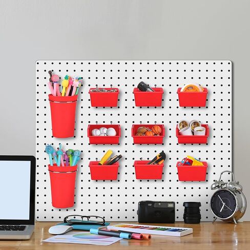 مجموعة من 20 قطعة من أكواب/صناديق Pegboard، منظم جدار Pegboard مع خطافات وحلقات، ملحقات منظم متنوعة لخطافات Pegboard لتخزين مكتب ورشة عمل المرآب (شفاف) in Kuwait