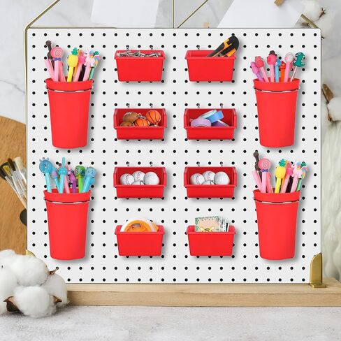 مجموعة من 20 قطعة من أكواب/صناديق Pegboard، منظم جدار Pegboard مع خطافات وحلقات، ملحقات منظم متنوعة لخطافات Pegboard لتخزين مكتب ورشة عمل المرآب (شفاف) in Kuwait