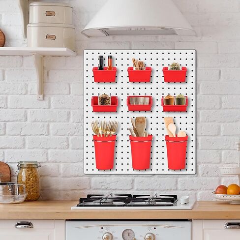 مجموعة من 20 قطعة من أكواب/صناديق Pegboard، منظم جدار Pegboard مع خطافات وحلقات، ملحقات منظم متنوعة لخطافات Pegboard لتخزين مكتب ورشة عمل المرآب (شفاف) in Kuwait