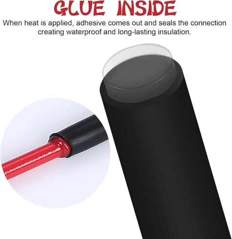 مجموعة أنابيب الانكماش الحراري 200 قطعة، أنابيب الانكماش البحري، أنبوب جداري مزدوج، مبطن بمادة لاصقة (نسبة الانكماش 4:1، أسود) in Kuwait