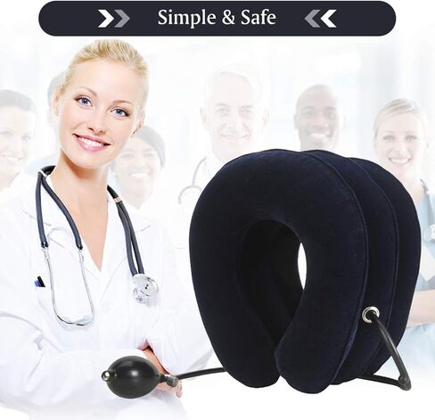 TOPJESS Cervical Neck Traction Device and Instant Pain Relief, Collar Brace, Inflatable Adjustable Support & Stretcher for Spine Alignment Chronic,Neck Pillow Decompression, Brown in Saudi Arabia