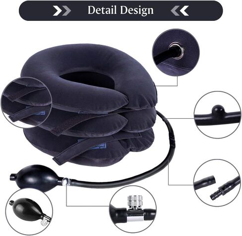 TOPJESS Cervical Neck Traction Device and Instant Pain Relief, Collar Brace, Inflatable Adjustable Support & Stretcher for Spine Alignment Chronic,Neck Pillow Decompression, Brown in Saudi Arabia