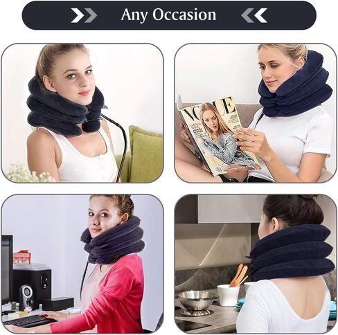 TOPJESS Cervical Neck Traction Device and Instant Pain Relief, Collar Brace, Inflatable Adjustable Support & Stretcher for Spine Alignment Chronic,Neck Pillow Decompression, Brown in Saudi Arabia