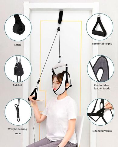 جهاز شد الرقبة للاستخدام المنزلي، ارجوحة مزدوجة السقاطة فوق الباب، سهلة التنظيف للعلاج الفيزيائي وتخفيف الام الرقبة وفتق القرص الفقري in Kuwait