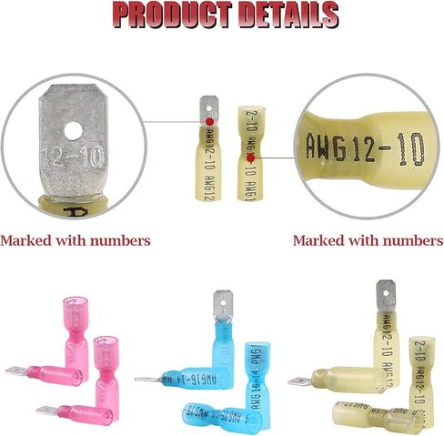 Hilitchi 160Pcs Waterproof Heat Shrink Female Male Spade Connectors Fully Insulated Terminals Electrical Wire Crimp Connectors Kit in Saudi Arabia