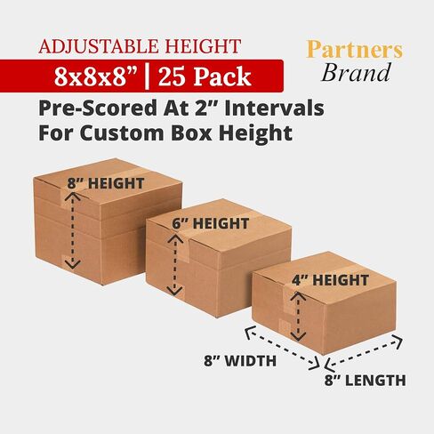 Partners Brand 8x8x8 Corrugated Cardboard Boxes, 17"L x 11"W x 2.5"H , Pack of 25 | Shipping, Packaging, Moving, Storage Box for Business, Strong Wholesale Bulk Boxes 888 in Saudi Arabia