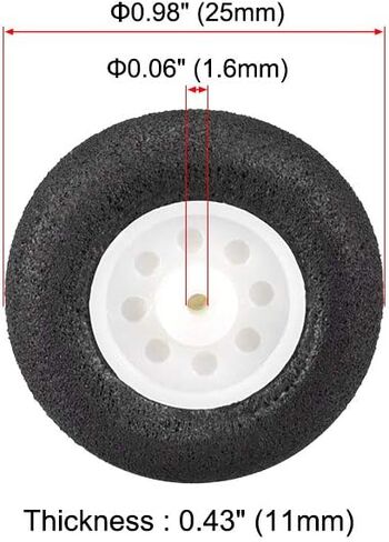 uxcell RC Airplane Wheels - 4PCS RC Airplane Aircraft Sponge Wheels 0.98 Inch x 0.06 Inch in Saudi Arabia