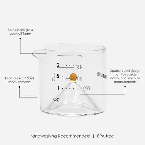 Cocktail Jigger For Bartending - Ethan + Ashe - Lab Series - Durable Borosilicate Glass - 15ml, 30ml, 45ml, and 60ml Measuring Cup In One in Saudi Arabia