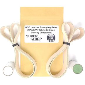1X30 Leather Honing Polishing Belts 2 Pack with White & Green Buffing Compounds in Kuwait