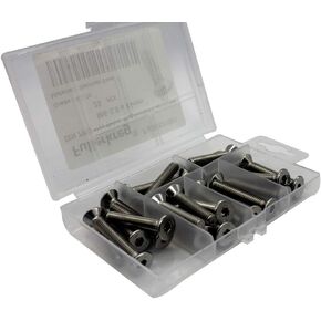 Fullerkreg 18-8 Stainless Steel Hex Drive Flat Head Screw M5 x 0.8 mm Thread, 16 mm Long,Packs of 50