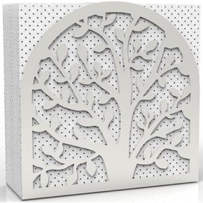 Metal Napkin Holder for Home Kitchen Restaurant Picnic - Life Tree Design Tabletop Paper Organizer Upright Tissue Dispenser (Black)