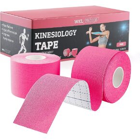Kinesiology Tape (2/Pack) for Sports and Recovery, Water Resistant, Latex Free Premium Elastic Cotton Athletic Tape by Weltroice (2/Pack, 16.4FT Each, Black) in Saudi Arabia