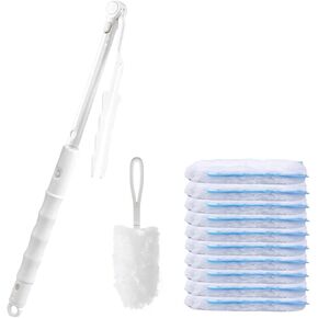 KMAKII 360 Degree Heavy Duty Duster Disposable Duster with a Long Handle and a Short Handle, 20 Count Duster Refills