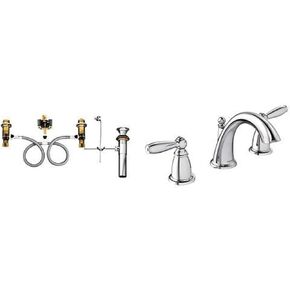 Moen 9000 Widespread Bathroom Sink Faucet with Drain Assembly, Featuring M-PACT Technology AND Brantford Two-Handle 8 in. Widespread Bathroom Faucet Trim Kit, Valve Required, Brushed Nickel