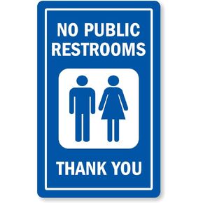 ملصق SmartSign "لا توجد حمامات عامة، شكرًا لك" للباب الزجاجي | بوليستر مقاس 8 × 5 بوصات in Kuwait