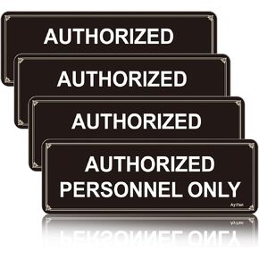 4 Pack Authorized Personnel Only Sign,Self-adhesive for Home and Business Acrylic with Symbols 9"x3" Black Gold Easy to Mounting Outdoor or Indoor Use in Saudi Arabia